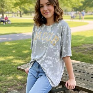 57. Zadig & Voltaire Gray T-Shirt with Gold Amour Print